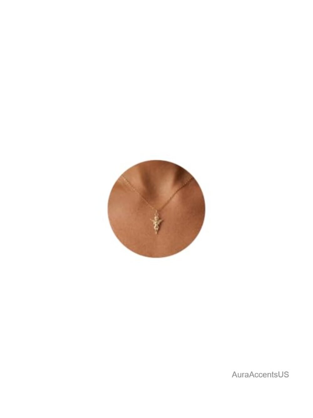 14k Gold Plated Angel Pendant Necklace Dainty Layering Jewelry